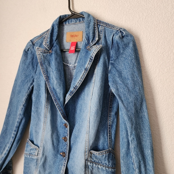 MOSSIMO x VINTAGE Y2K denim blazer tailored denim jacket pointed collar size S - Picture 5 of 7